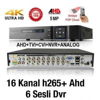 CV-516 16 Kanal h265 plus 5MP 6 Ses Hibrit ahd Kayıt Cihazı