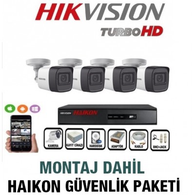 H-04 Hikvision 4 lü Kamera Güvenlik Sistemi MONTAJ Dahil