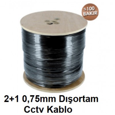 CCTV Kablo 2+1 0,75mm Dışortam 500 Mt. Bakır