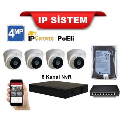 ST-61 4 Kameralı 4MP UltraHD IP Dome Kamera Seti