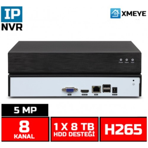 N-708 8 KANAL NVR 5MP H265 İp Kamera Kayıt Cihazı