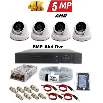 AC-70 5MP 4 Kameralı UltraHD İçmekan Ahd Dome Kameralı Set