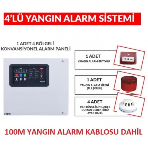 WS-24 4'lü Yangın Alarm Sistemi - Hazır Full Paket