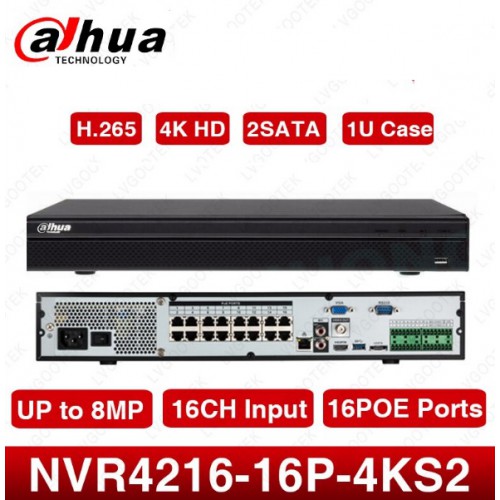 Dahua NVR4216 16P 4KS2 16 Kanal NVR Kayıt Cihazı