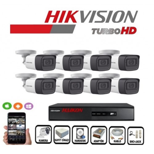 Haikon 8 Kameralı Güvenlik Paket Set Hdd Dahil