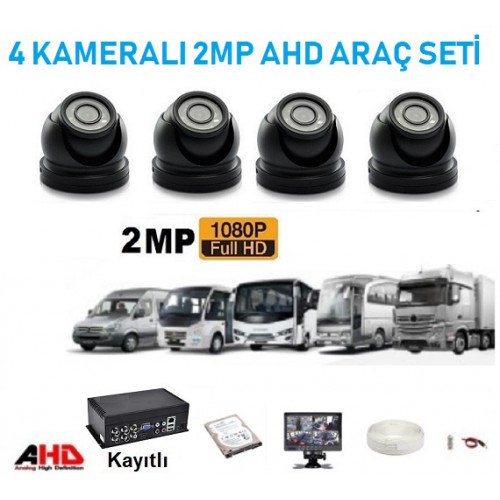 P-16 2MP 4 Kameralı Kayıtlı Ahd Araç Kamera Seti