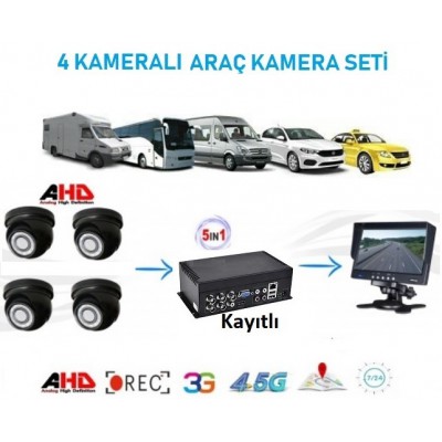 ICS-70 4 Kameralı Kayıtlı Oto Araç Kamera Seti