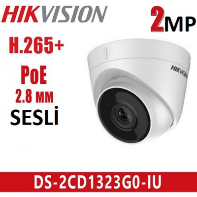 Hikvision DS-2CD1323G0-IU 2MP 2.8mm IP Dome Kamera Mikrofonlu