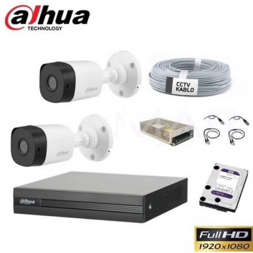 Dahua 2 Kameralı Hdcvi 1080p Bullet Paket Sistem