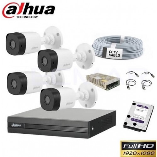 Dahua 4 Kameralı Hdcvi 1080p Paket Sistem