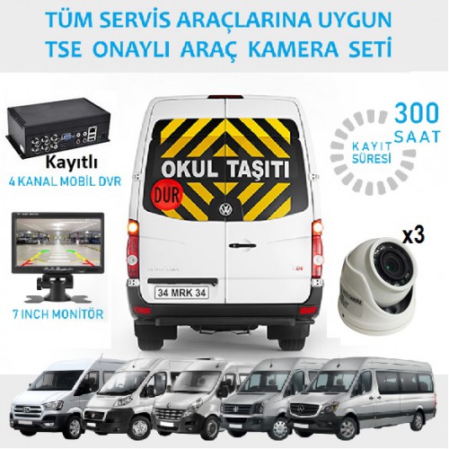 ICS-71 TSE Uygun 300 Saat Kayıtlı Okul Servisi Kamera Seti