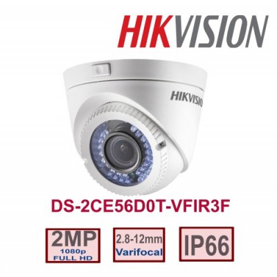 Hikvision DS-2CE56D0T-VFIR3F 2Mp Varifocal LensTVI Dome Kamera