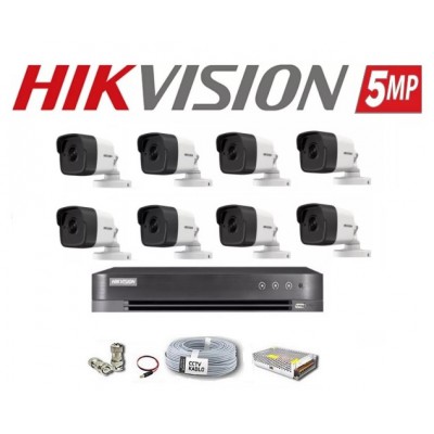 8 Kameralı 5MP Hikvision Hdtvi Güvenlik Kamera Seti