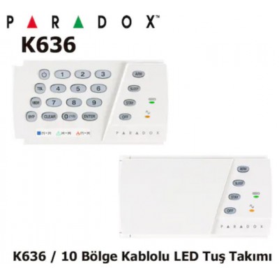 Paradox K636 10 Zon Kablolu Yatay Led Keypad