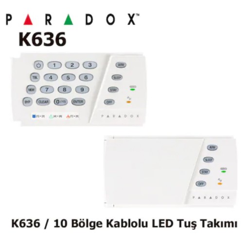 Paradox K636 10 Zon Kablolu Yatay Led Keypad