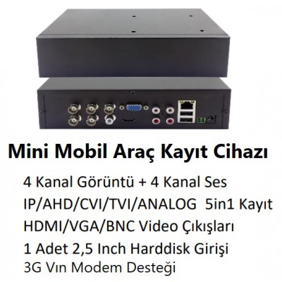 4 KANAL AHD 5 in1 Mini Mobil Kayıt Cihazı